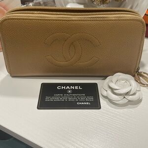 CHANEL Tan Leather Wallet